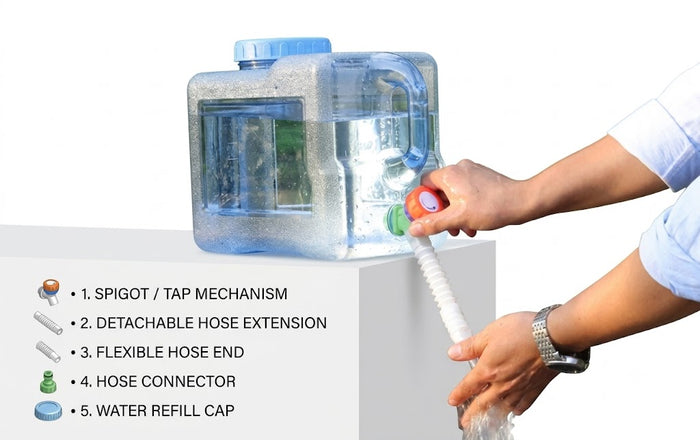 Portable Collapsible Water Storage Container – 5L Outdoor Camping Bucket with Tap
