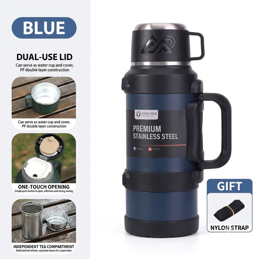 Stainless Steel Insulated Thermos Flask – Large Capacity Vacuum Travel Bottle