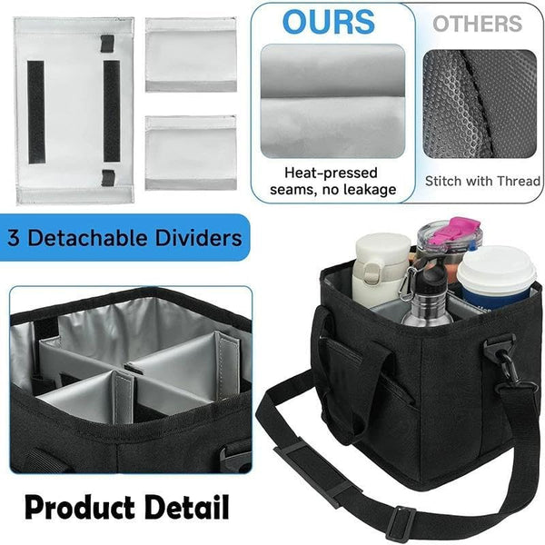 Insulated Water Bottle Bag - Oxford Cloth Flask Carrier with Shoulder Strap