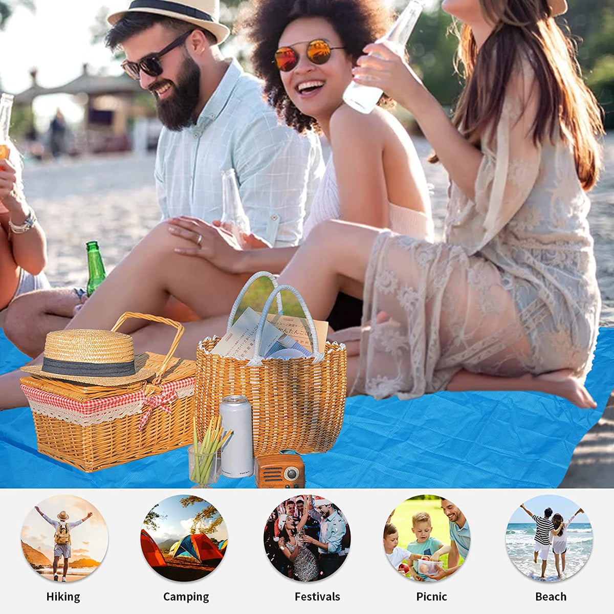 Beach blanket corner peg detail - NOBRELTO waterproof outdoor
