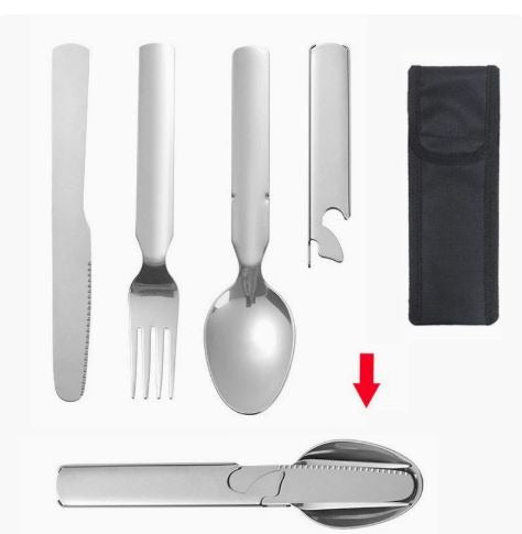 Portable Camping Cutlery Set – Stainless Steel Utensils Kit with Carry Case