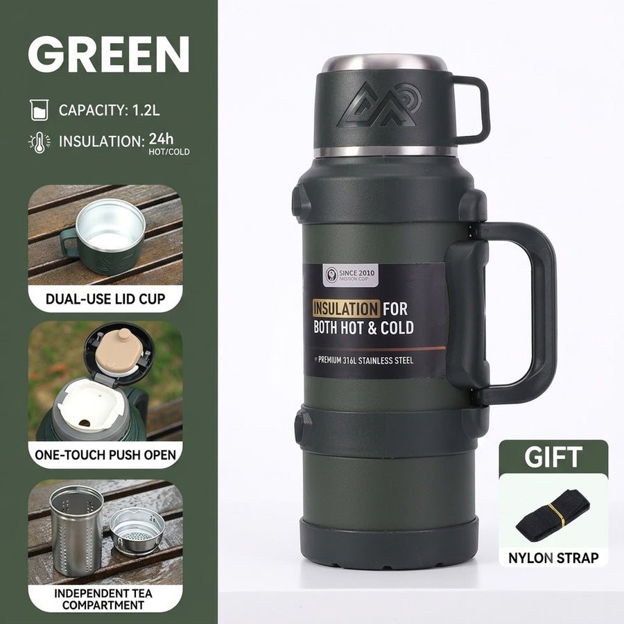 Stainless Steel Insulated Thermos Flask – Large Capacity Vacuum Travel Bottle