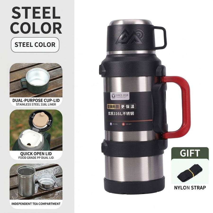 Stainless Steel Insulated Thermos Flask – Large Capacity Vacuum Travel Bottle