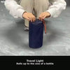 NOBRELTO camping mat rolls up small - travel light packs to bottle size UK